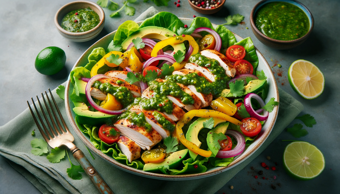 Chicken Fajita Salad with Chimichurri Dressing