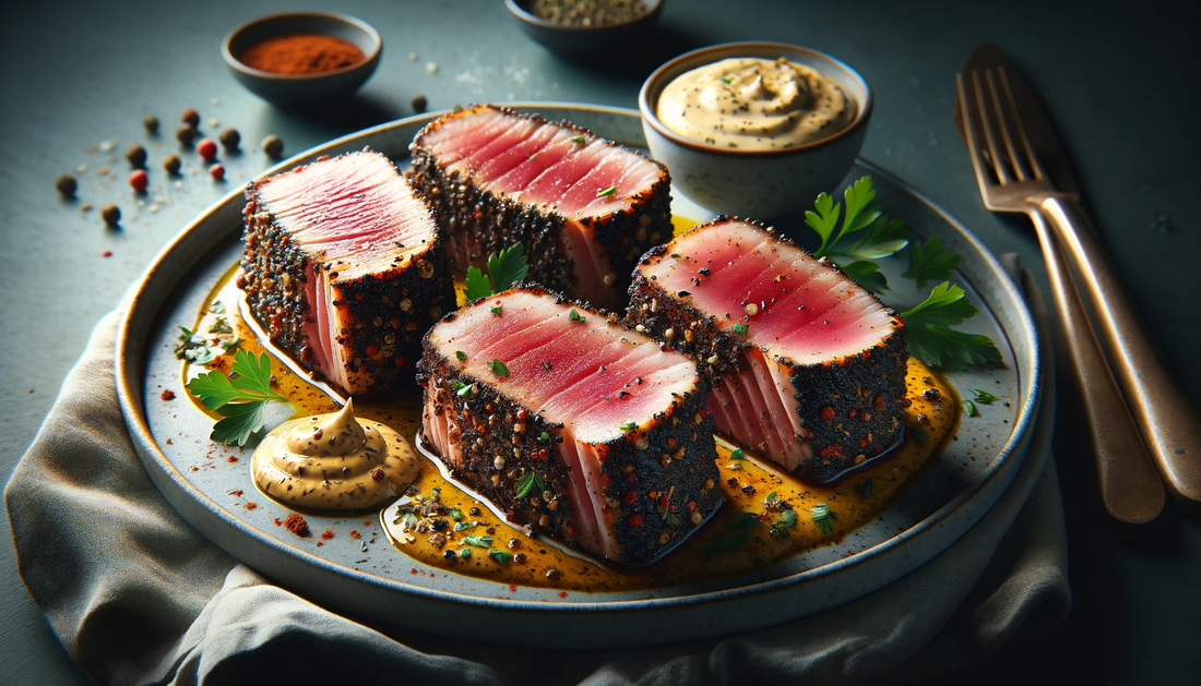 Blackened Tuna with Mustard Sauce