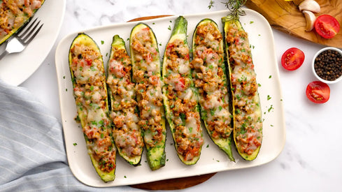 Keto Italian Sausage Zucchini Boats