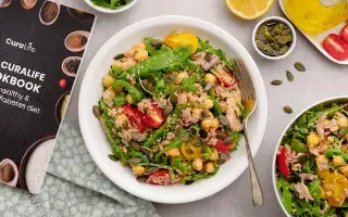 Quinoa, Chickpea and Salmon Salad with Pepitas