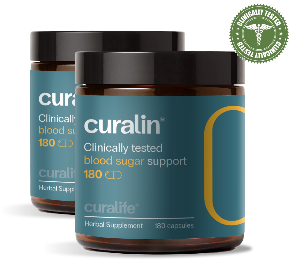 A bottle of Curalin, a curcumin supplement.