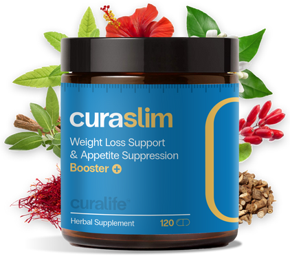 A bottle of CuraSlim weight loss supplement