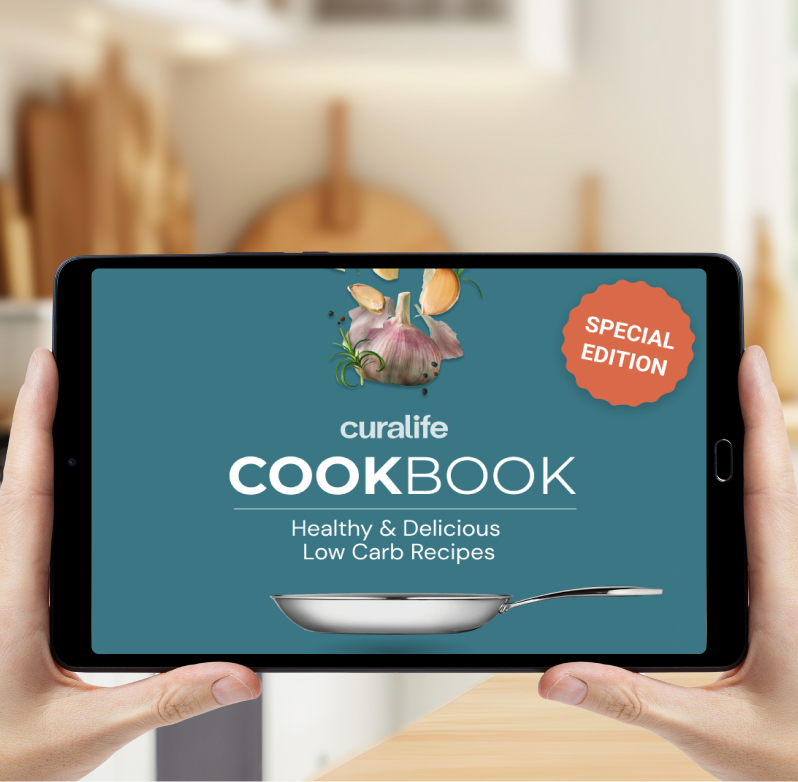 A tablet displaying the Curlife Cookbook.