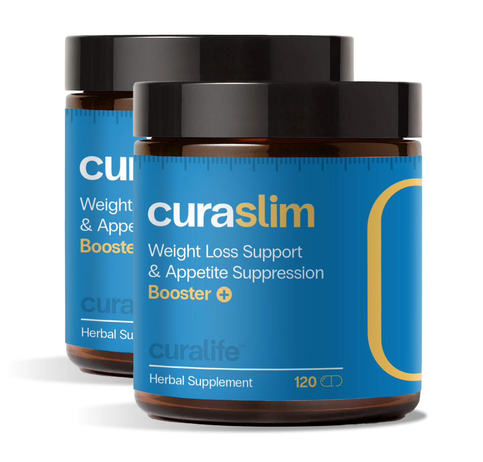 A bottle of CuraSlim weight loss supplement